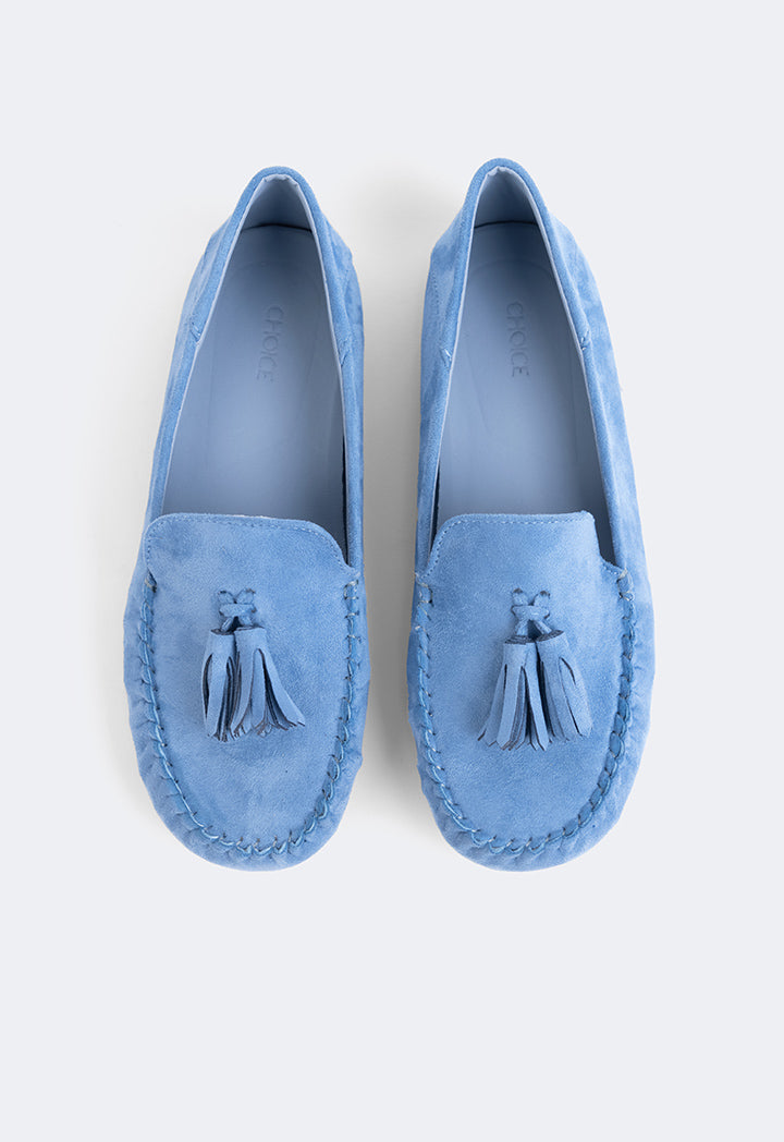 Choice Tassel Suede Loafers Blue