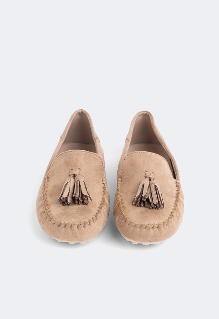 Choice Tassel Suede Loafers Camel