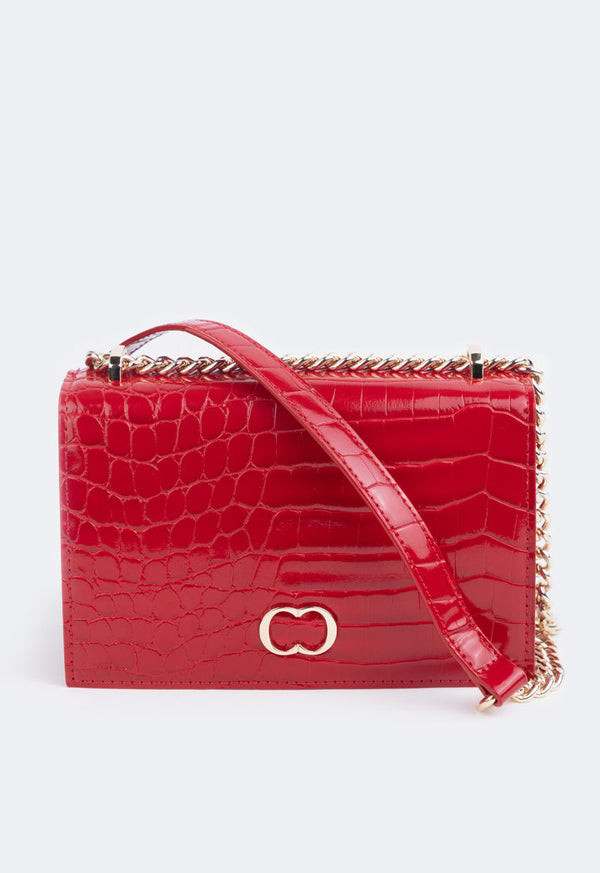 Choice Embossed Croc Cross Body Bag Red