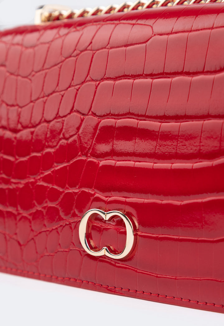 Choice Embossed Croc Cross Body Bag Red