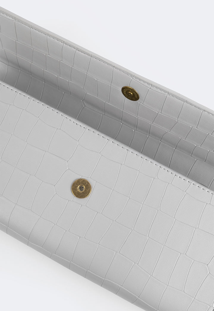 Choice Embossed Croc Clutch Grey