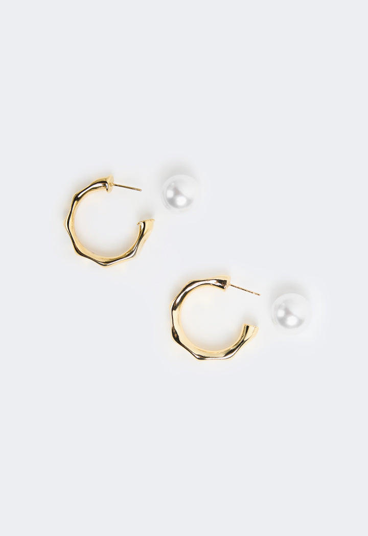 Choice Faux Pearls Hoop Earrings Gold