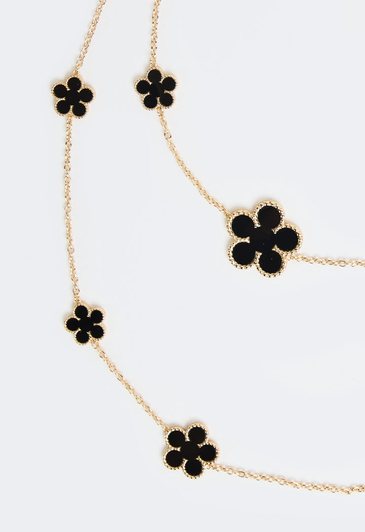 Choice Floral Opera Necklace Black