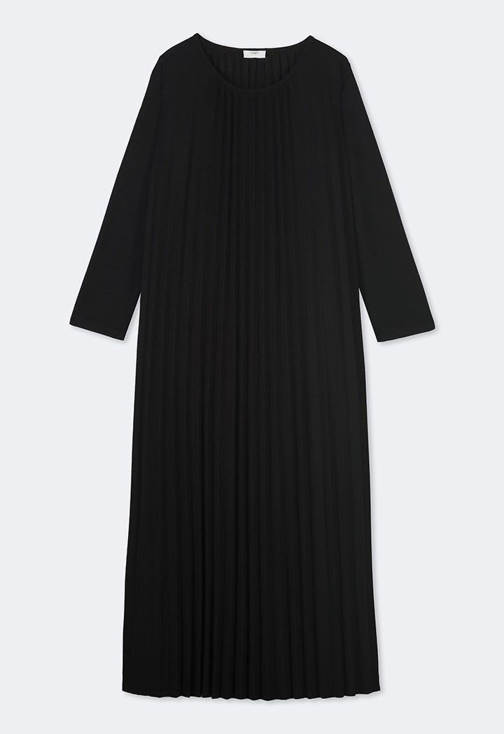 Choice Basic Pleated Maxi Dress Black