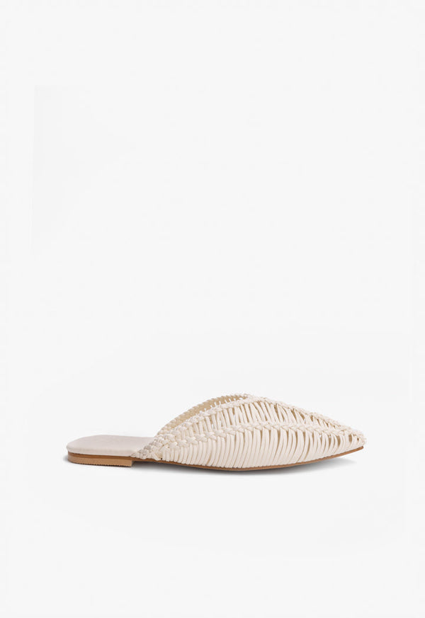 Choice Braided Woven Flat Mules Off White