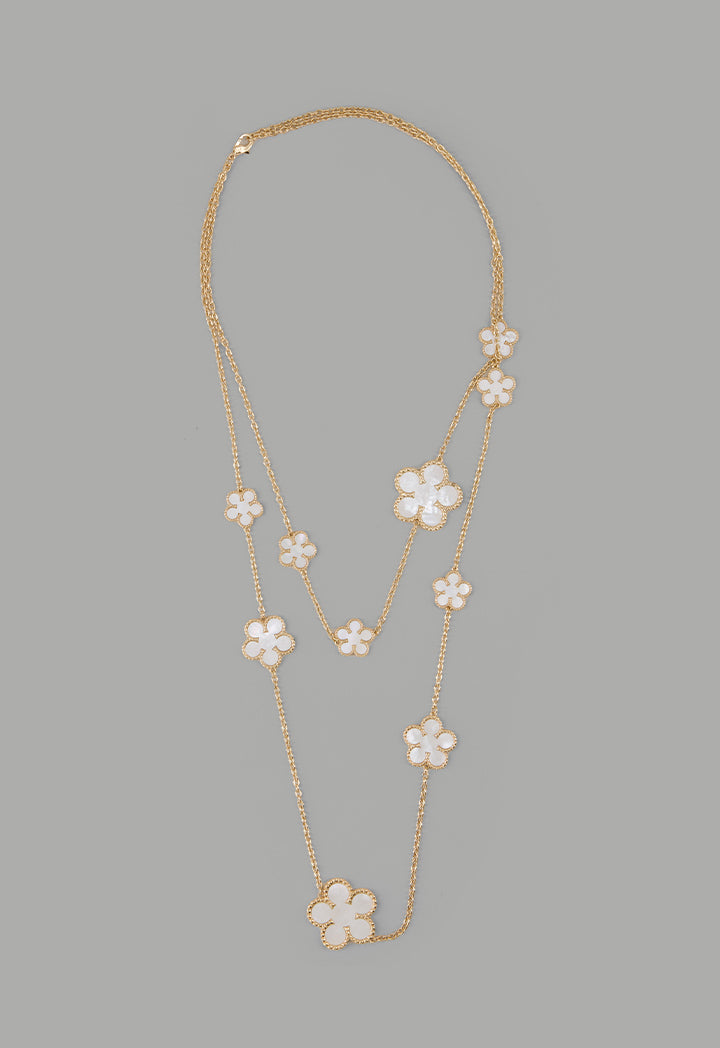 Choice Long Floral Clove Necklace White