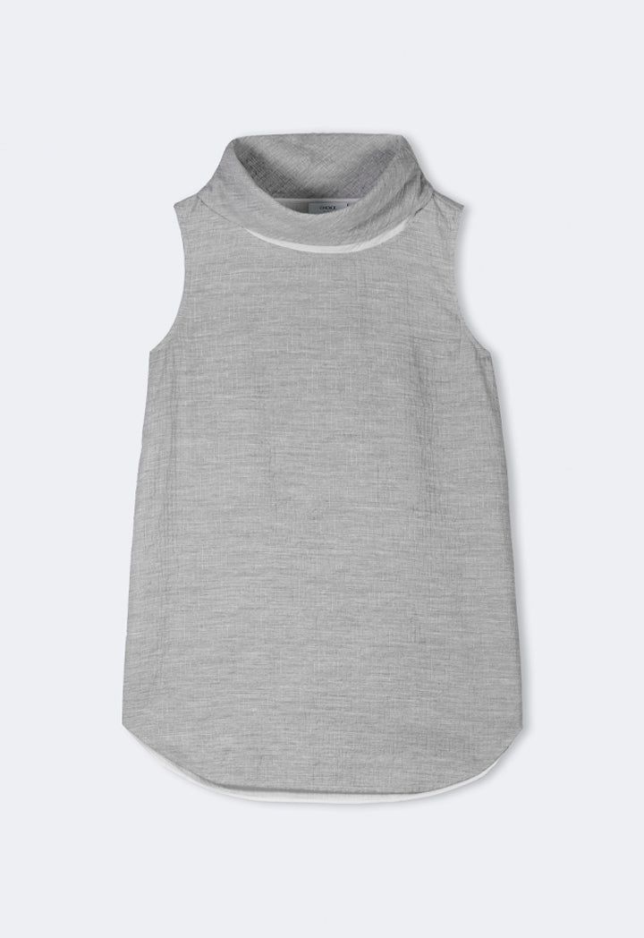 Choice Solid Sleeveless Textured Top Grey