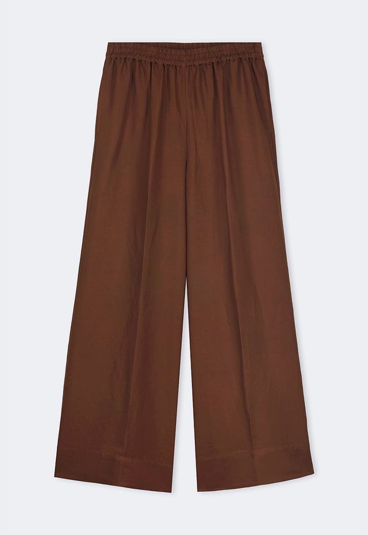 Choice Wide Leg Basic Trousers Brown