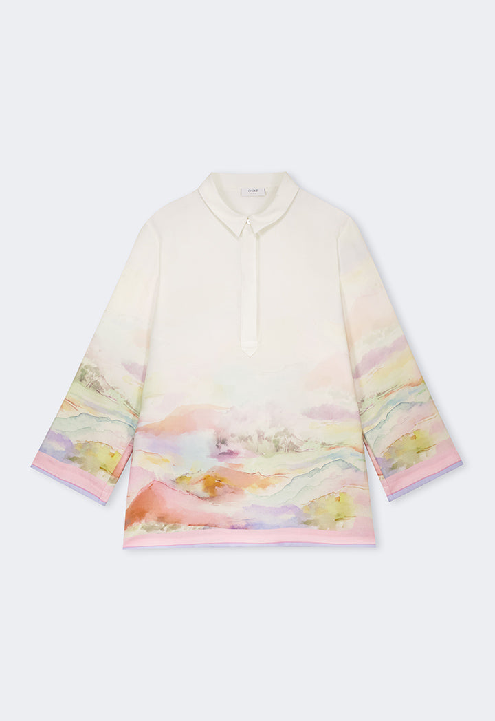 Choice Half Buttons Printed Shirt  Multi Color