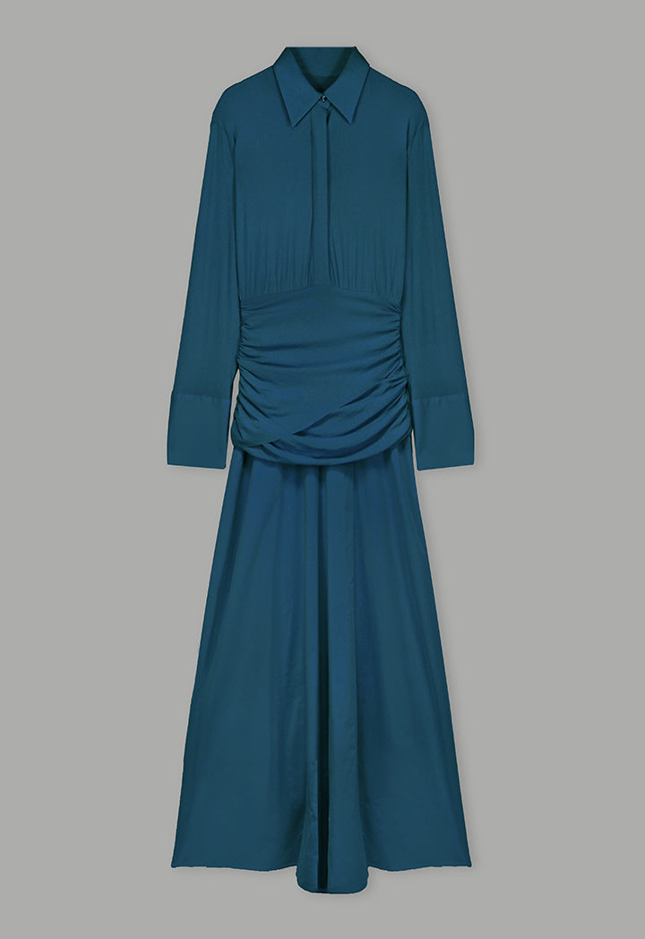 Choice Gathered Waist Wrap Maxi Dress Teal