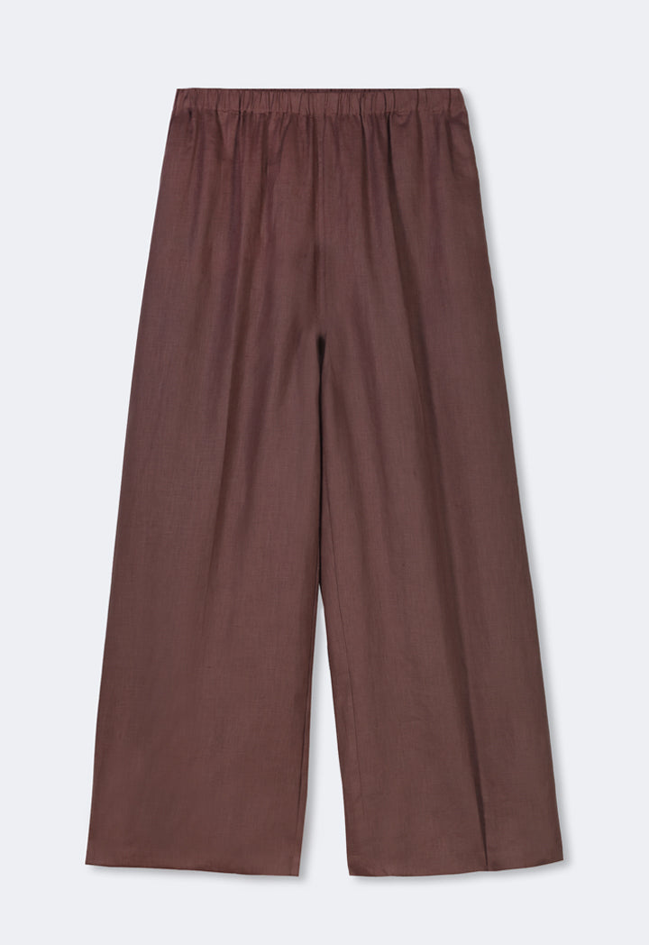 Choice Solid Wide Legs Trousers Brown