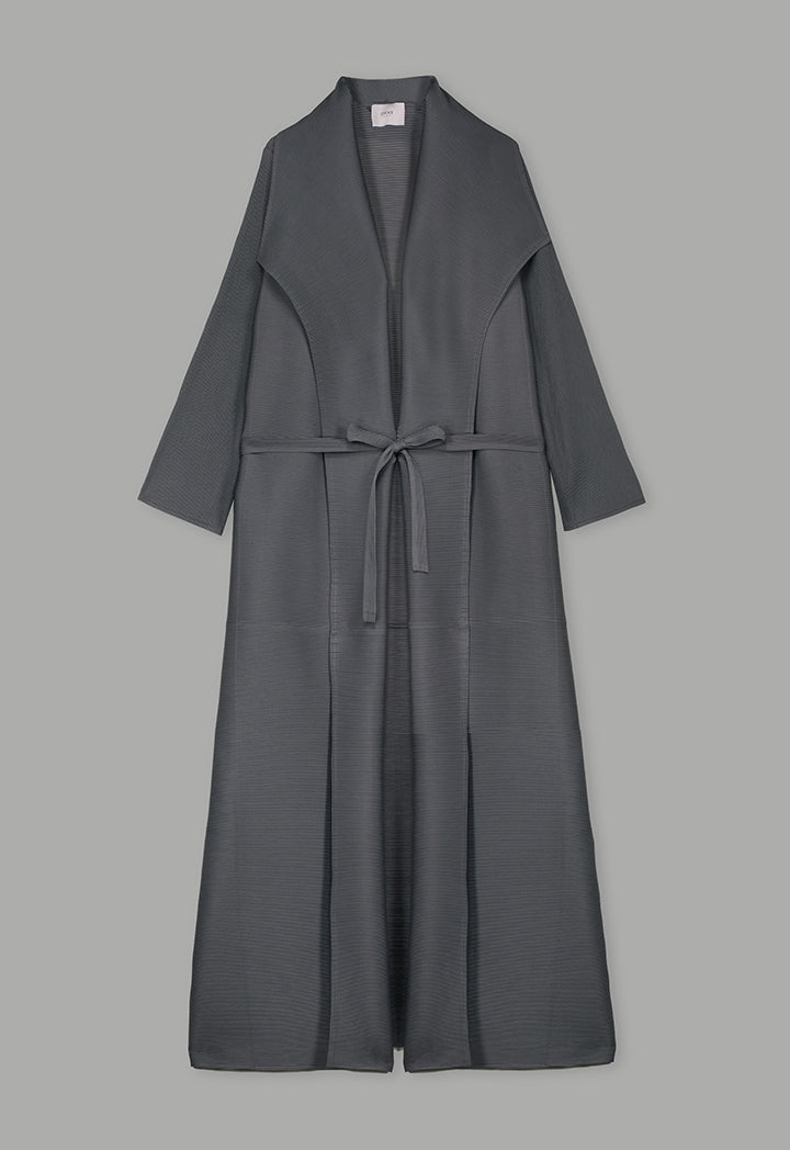 Choice Long Sleeve Pleated Maxi Abaya Grey