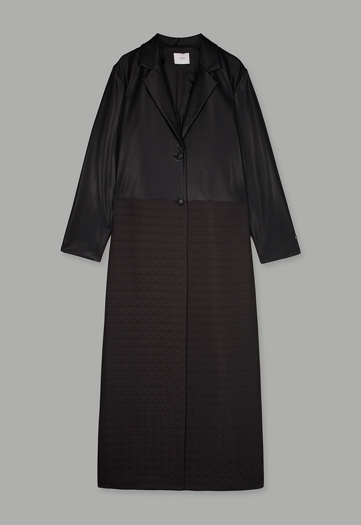 Choice Pu Leather Quilted Coat Black