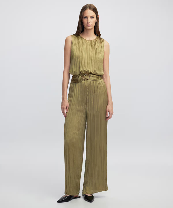 Ipekyol Pleated Jumpsuit With Metal Buckles Green
