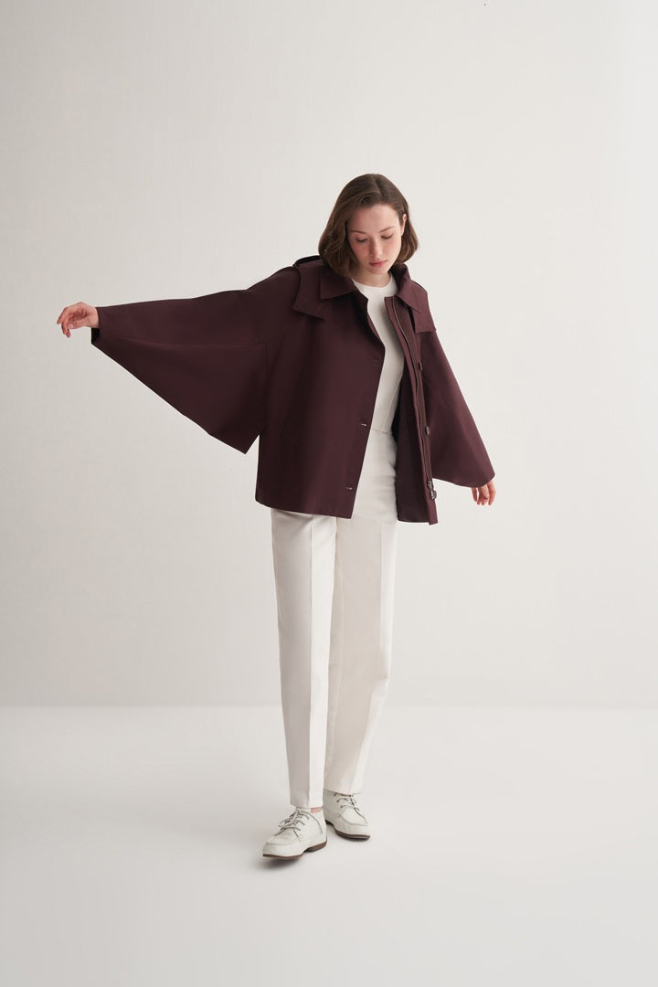 Kk Design Pieced Cotton Trench Coat Maroon