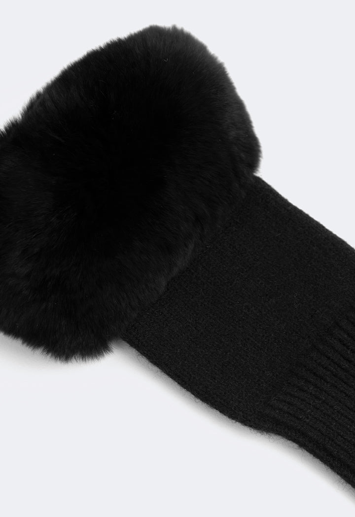 Choice Knitted Faux Fur Gloves Black