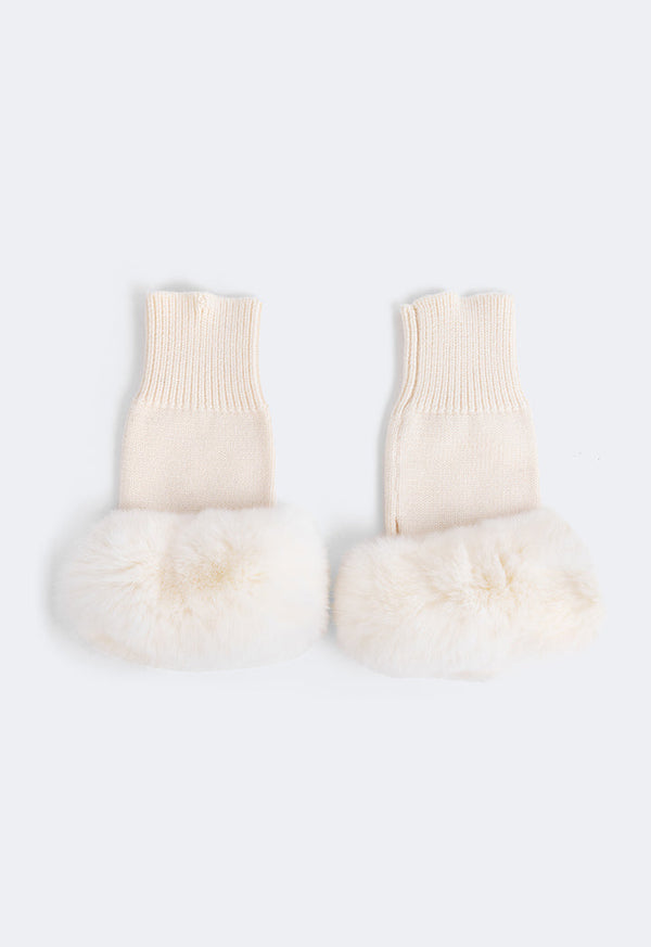 Choice Knitted Faux Fur Gloves Cream