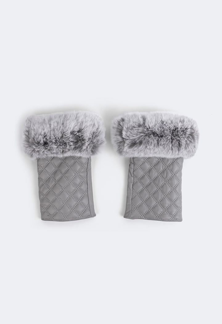 Choice Quilted Rabbit Hair Gloves Grey