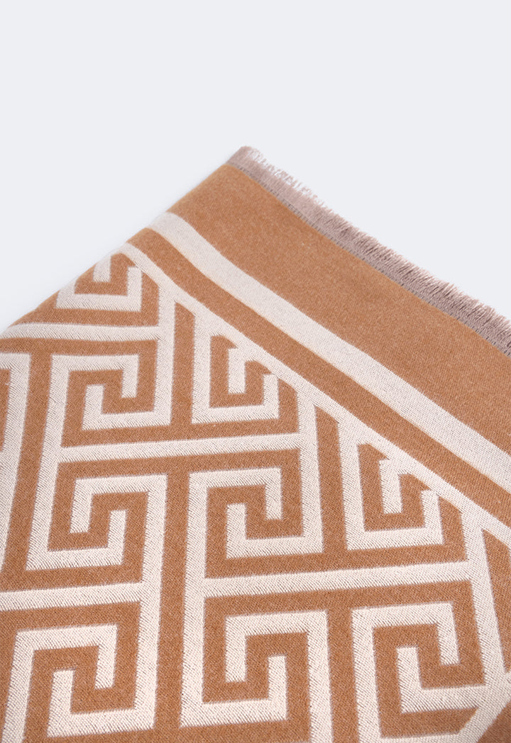 Choice Greek Key Pattern Pashmina Scarf Camel