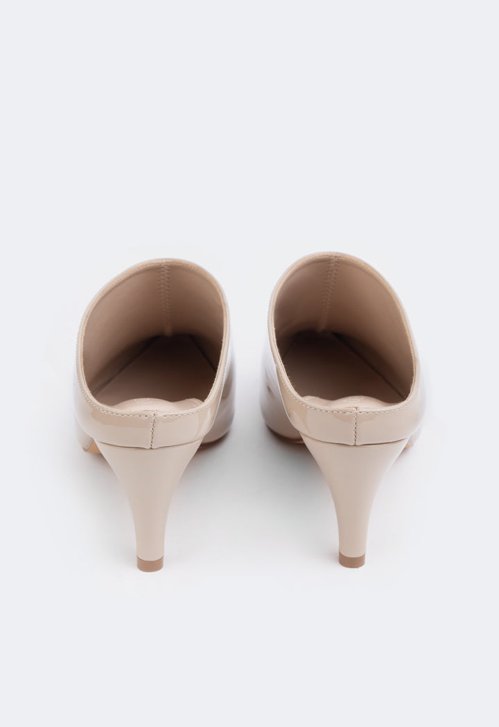 Choice Metallic Toe Mules Beige