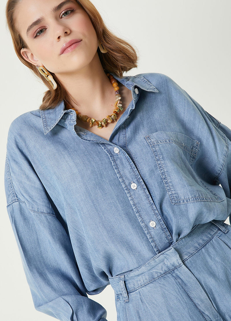 Beymen Club Oversize Denim Shirt Light Blue