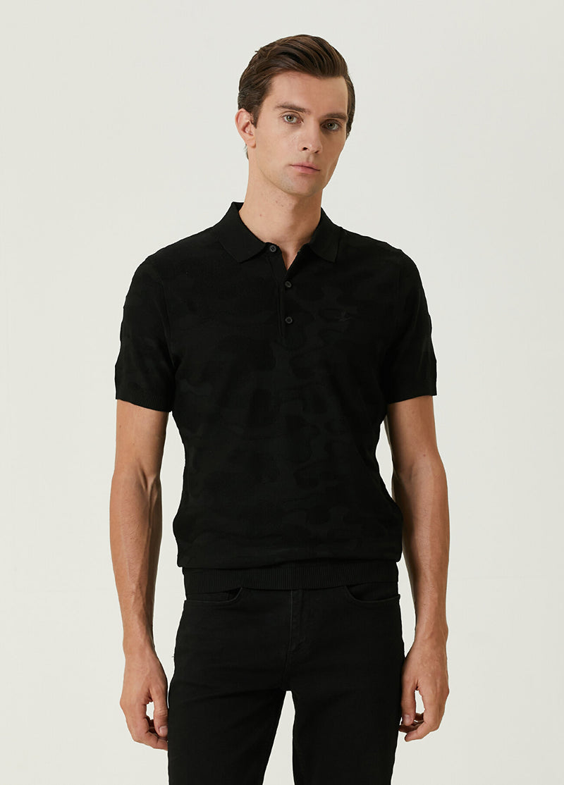 Beymen Club Men Polo Neck Textured Short Sleeve Knitwear Black