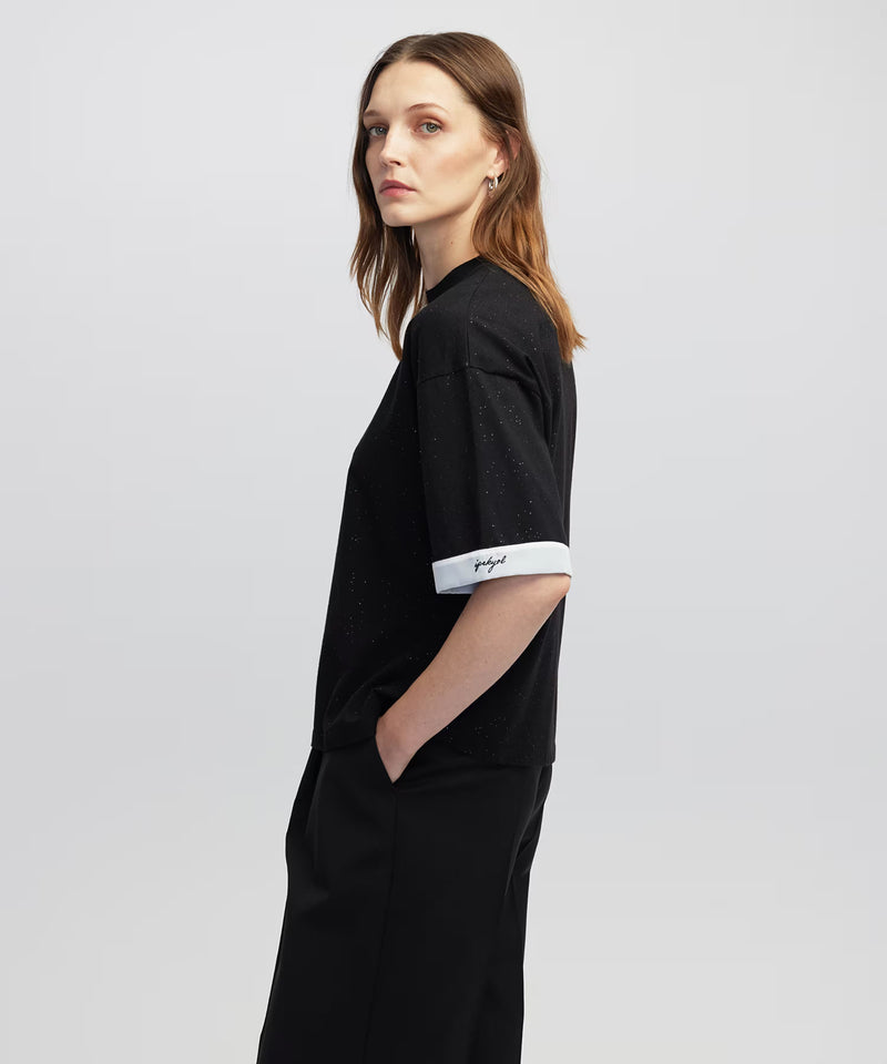 Ipekyol Embroidered Color Block T-Shirt Black