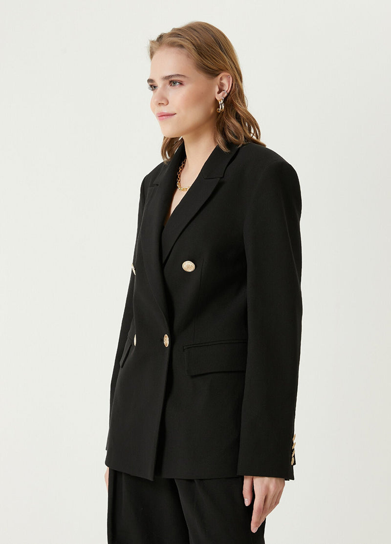 Beymen Club Double Breasted Linen Blazer Black