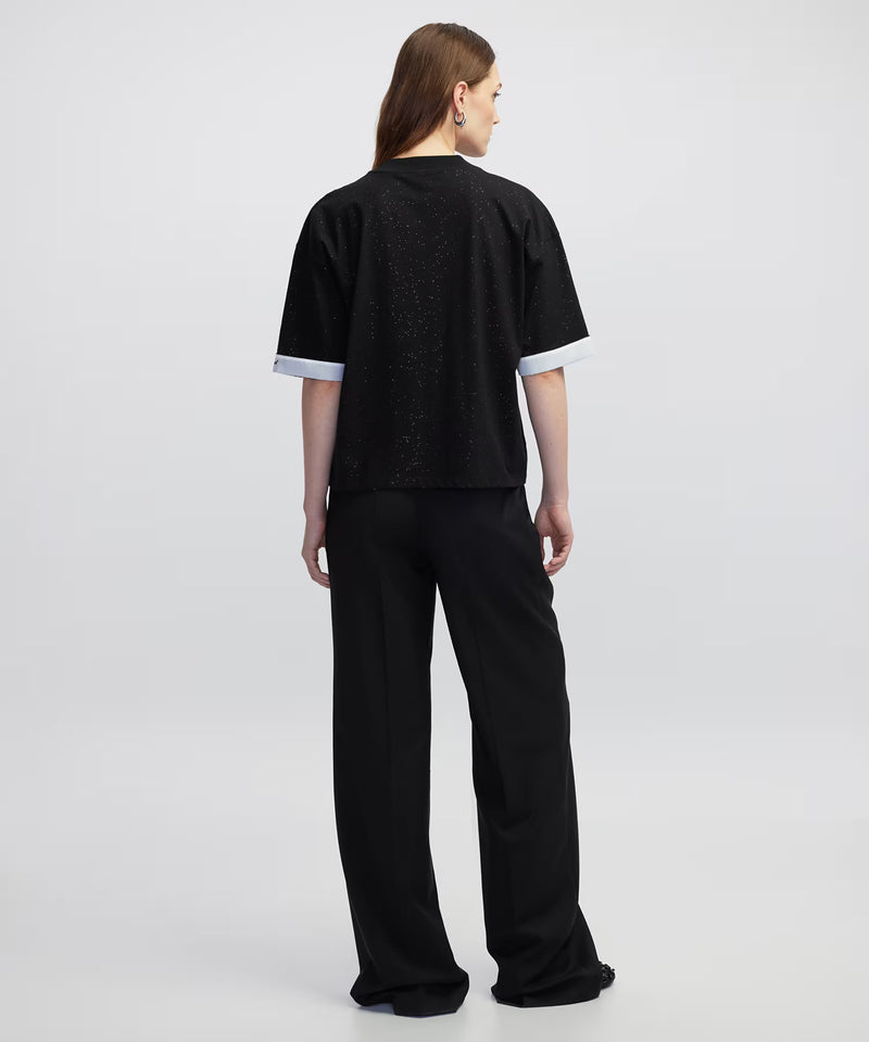 Ipekyol Embroidered Color Block T-Shirt Black