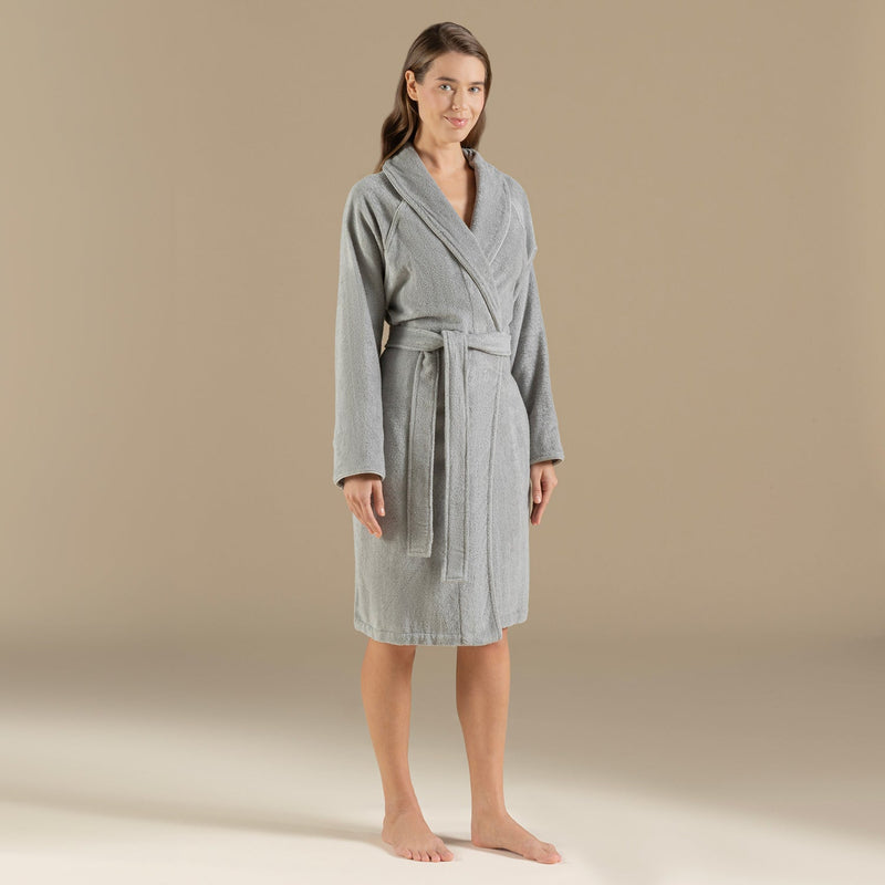 Chakra Solid Unisex Bathrobe Light Grey