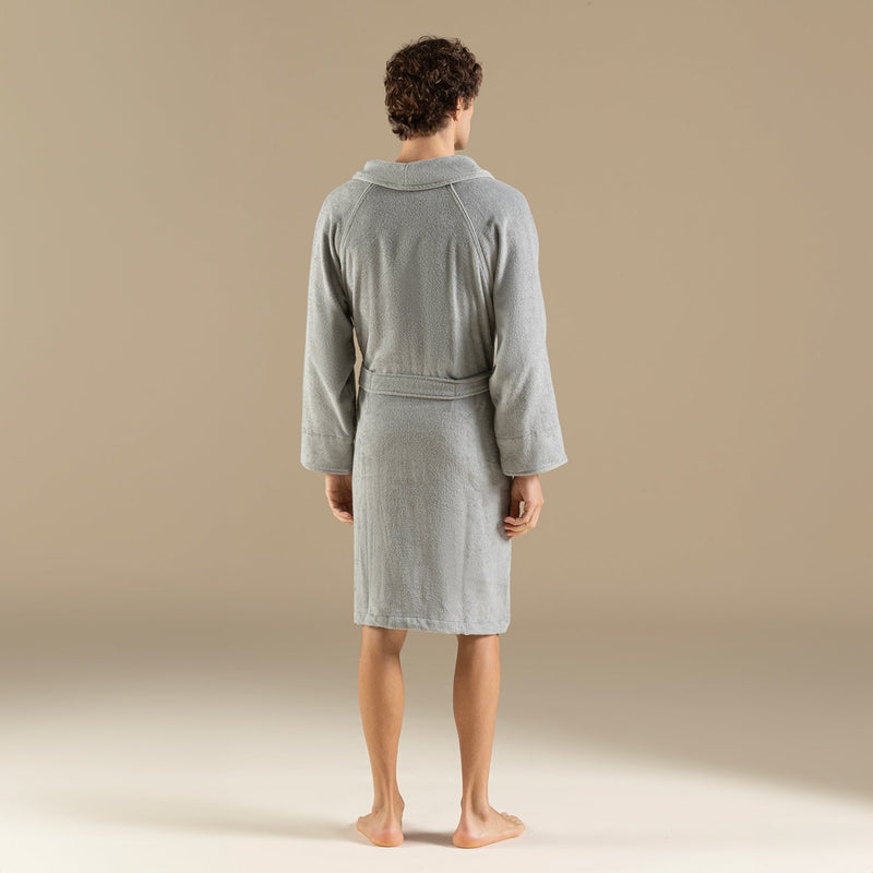Chakra Solid Unisex Bathrobe Light Grey