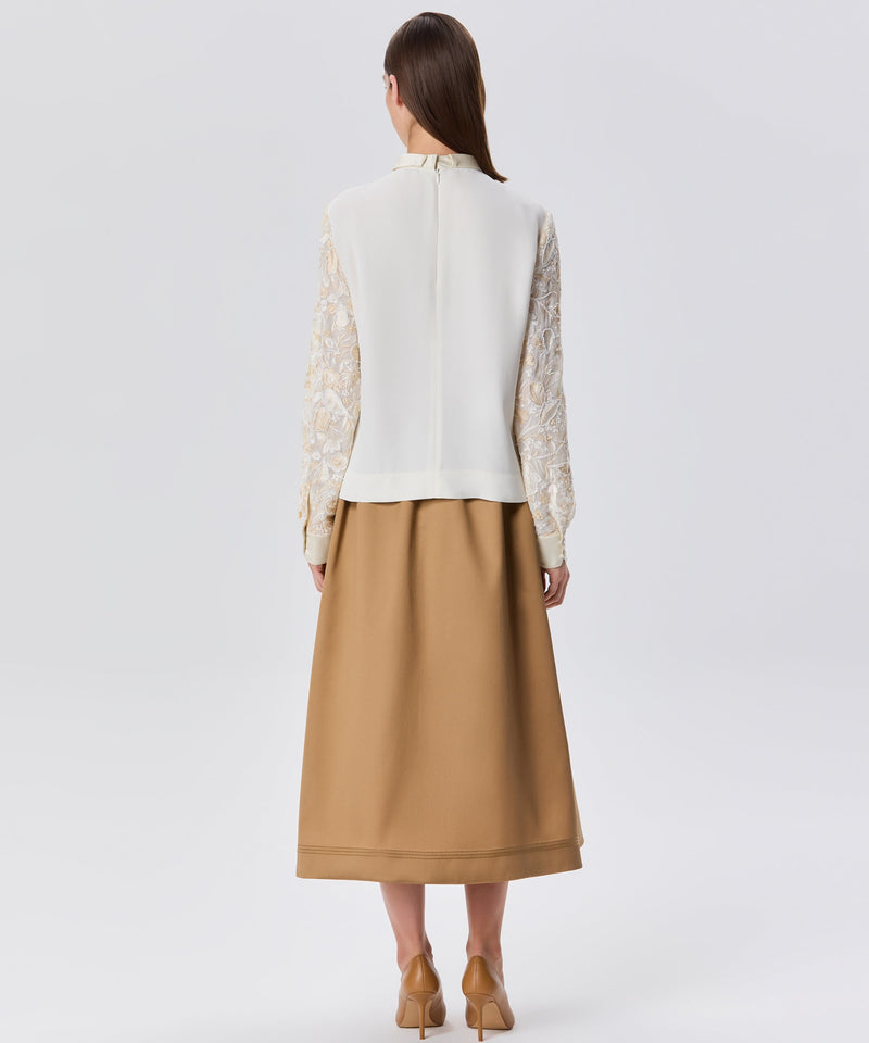 Machka Floral Embroidered Blouse Beige