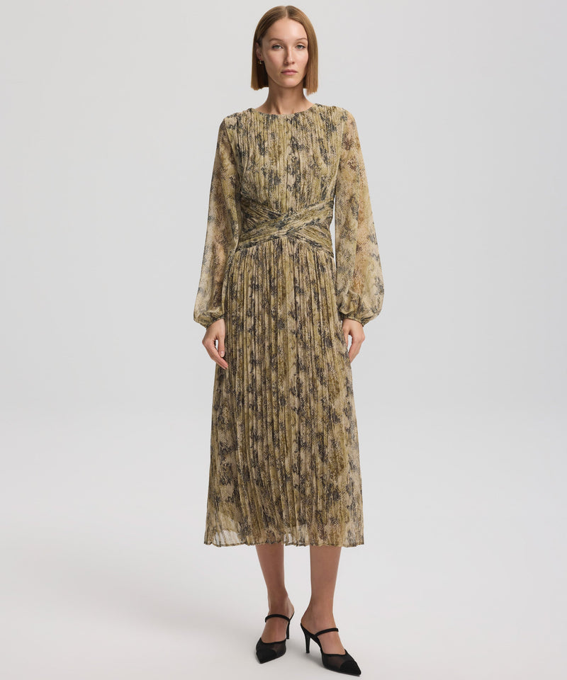 Ipekyol Waist Detailed Printed Dress Khaki
