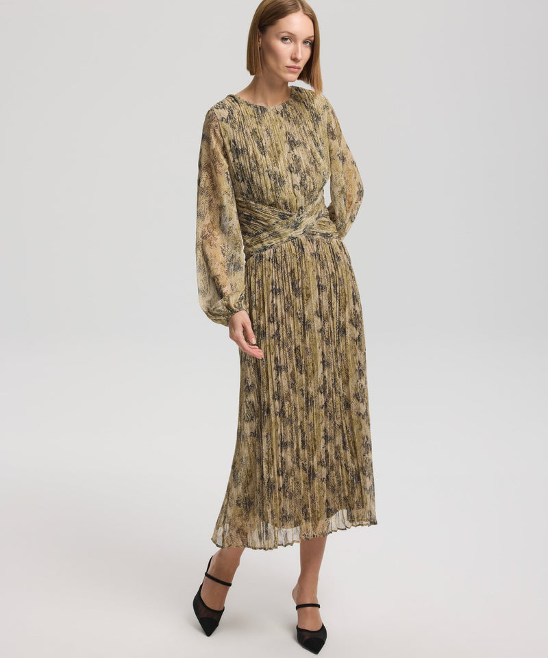 Ipekyol Waist Detailed Printed Dress Khaki