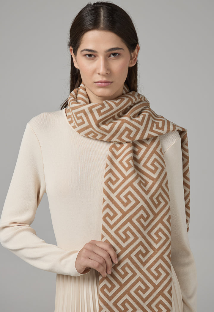 Choice Greek Key Pattern Pashmina Scarf Camel