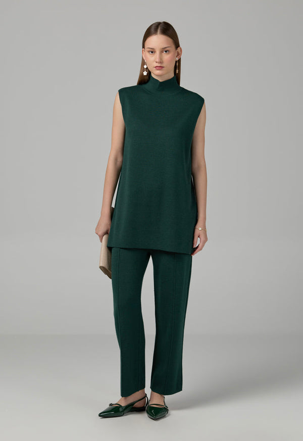 Choice Basic Sleeveless Knitted Top Green