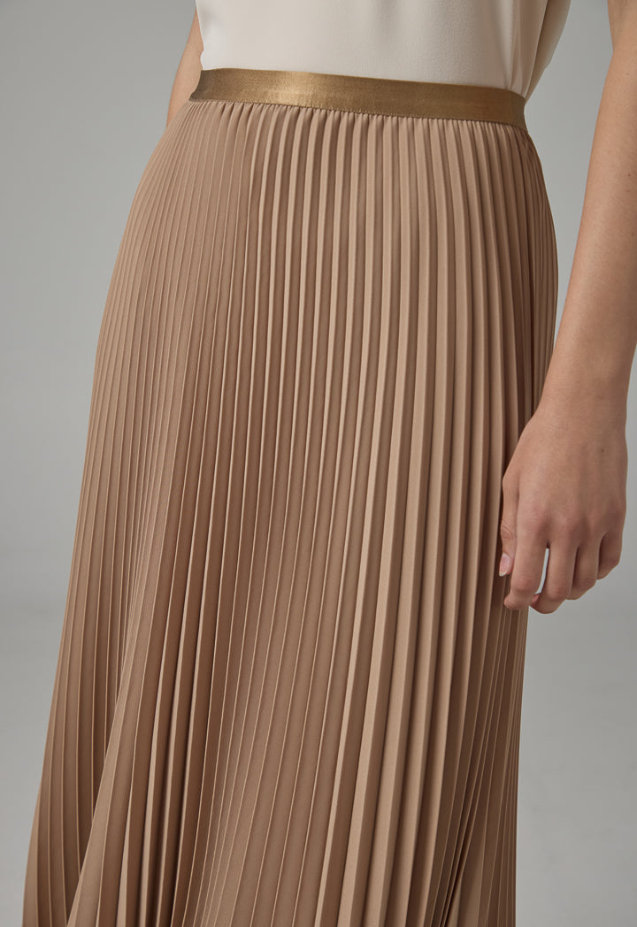 Choice Solid Side Open Wrap Skirt Beige