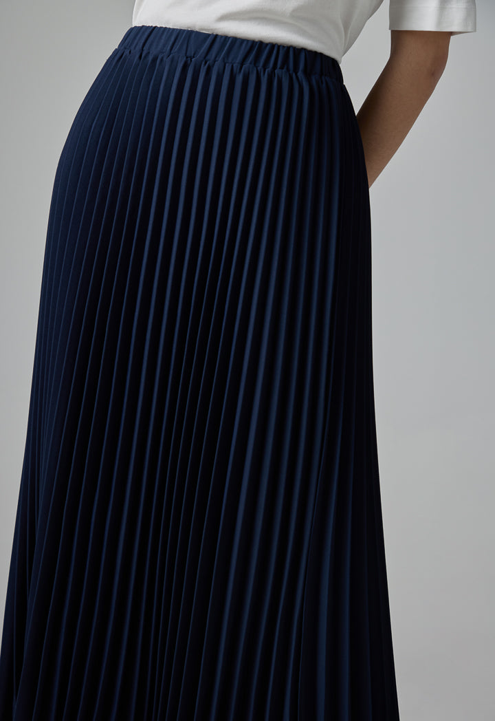 Choice High Waist Pleated Skirt Navy