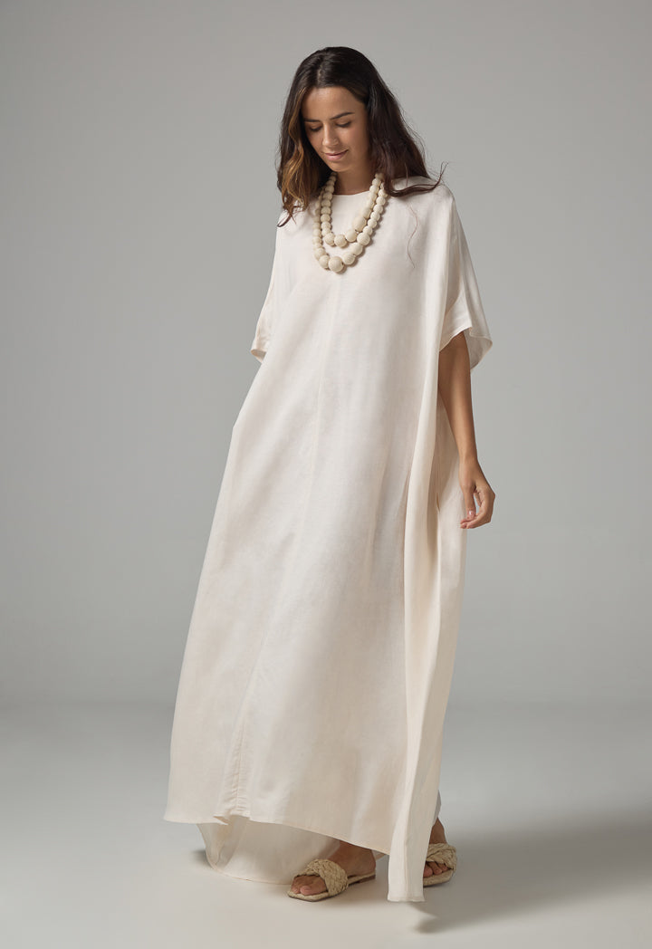 Choice Short Sleeve A-Line Jersey Dress Cream