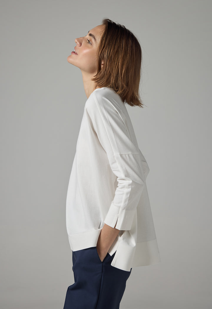 Choice Solid Short Sleeves Blouse Off White