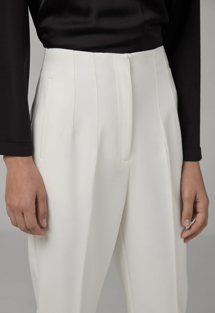 Choice Single Tone High-Waist Trousers Off White