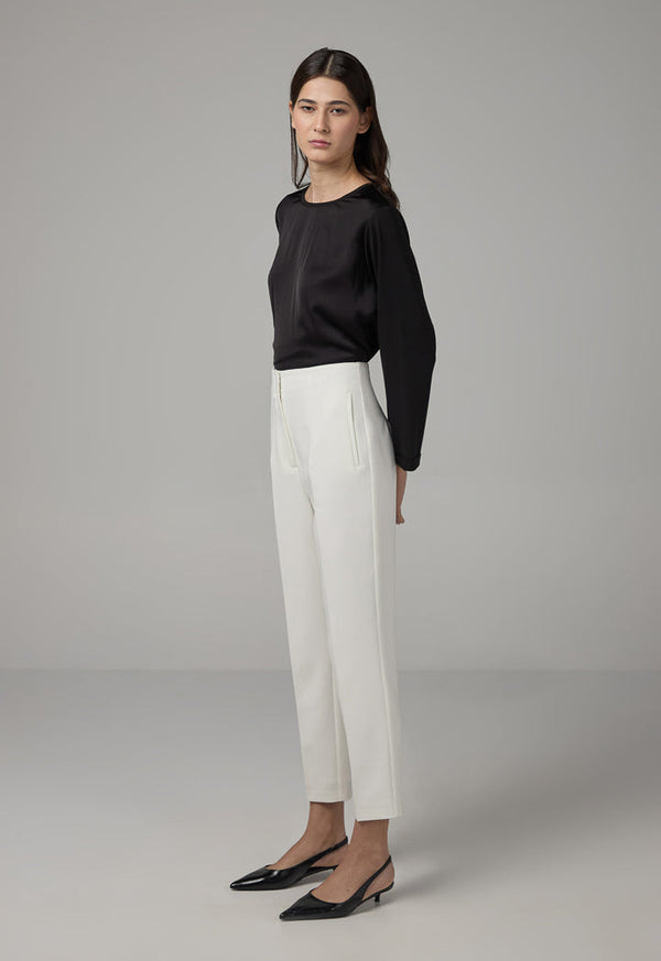 Choice Single Tone High-Waist Trousers Off White