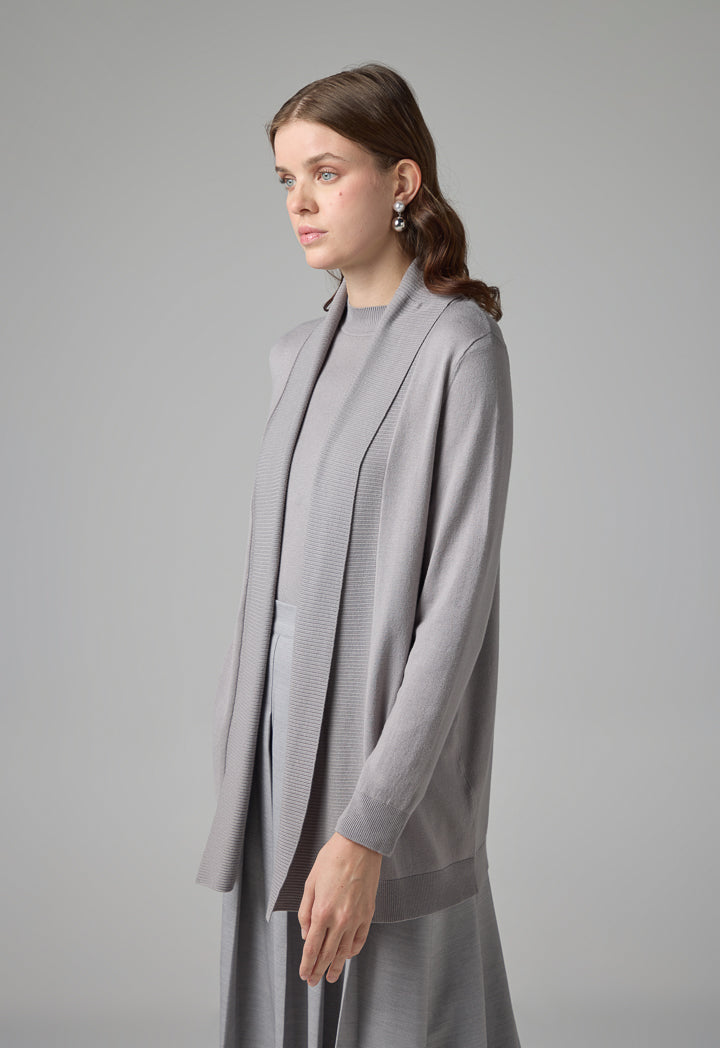 Choice Solid Knitted Cardigan Grey