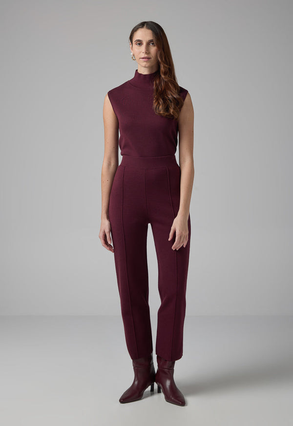 Choice Knitted Straight Fit Solid Pants Burgundy