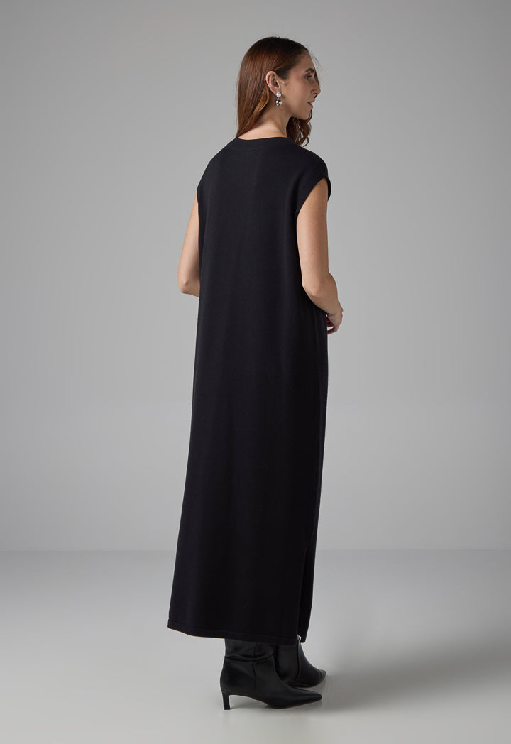 Choice Sleeveless Knitted Maxi Dress Black