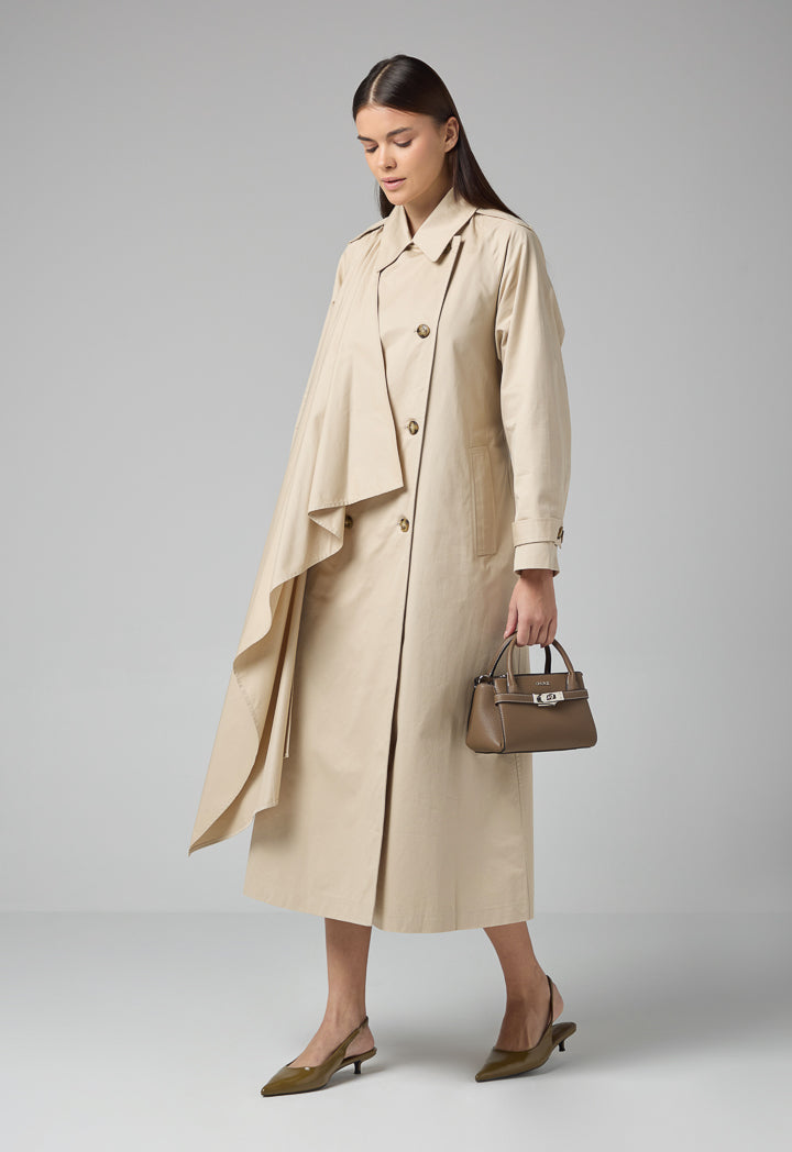 Choice Oversized Trench Coat With Shirt Collar Beige