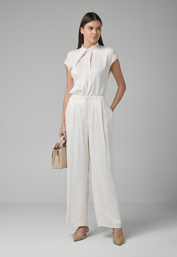 Choice Wide Legs Basic Trousers Cream