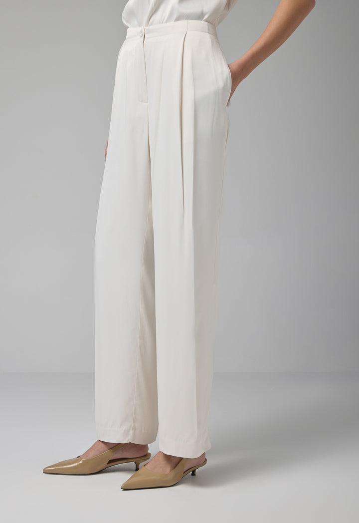 Choice Wide Legs Basic Trousers Cream