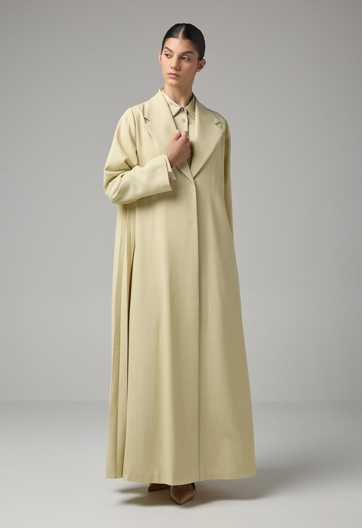 Choice Notched Collar Solid Abaya With Hijab Olive