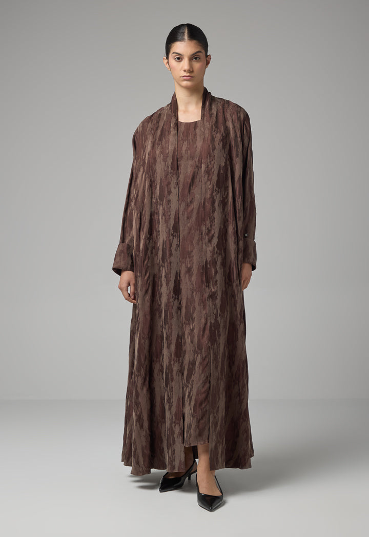 Choice Contrast Oversized Maxi Abaya With Hijab Brown